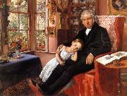 Sir John Everett Millais James Wyatt and His Granddaughter oil painting artist